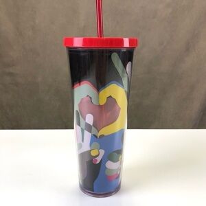 Starbucks Peace Love Ok Shaka Hands Signs print cold cup 24oz 2017 used tumbler